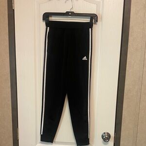 Adidas Kids Black Joggers with White Stripes